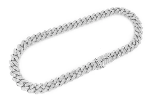 17mm miami cuban link necklace 14k 26.10ctw gold color white 3
