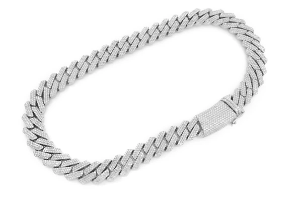 22mm raised cuban link necklace 14k 71.00ctw gold color white 3
