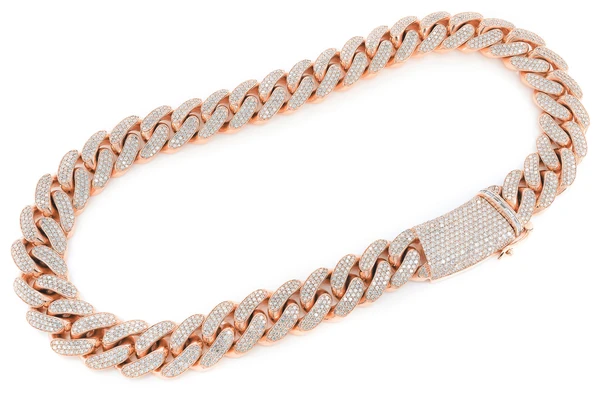 24mm miami cuban link necklace 14k 71.87ctw gold color rose 3