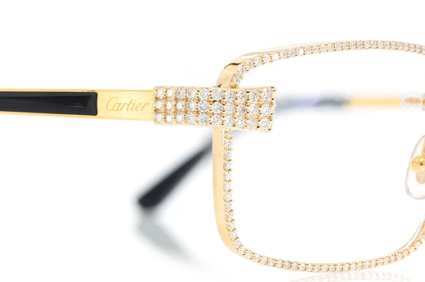 57mm cartier gold tone & black transparent glasses 4.35ctw gold color steel 3