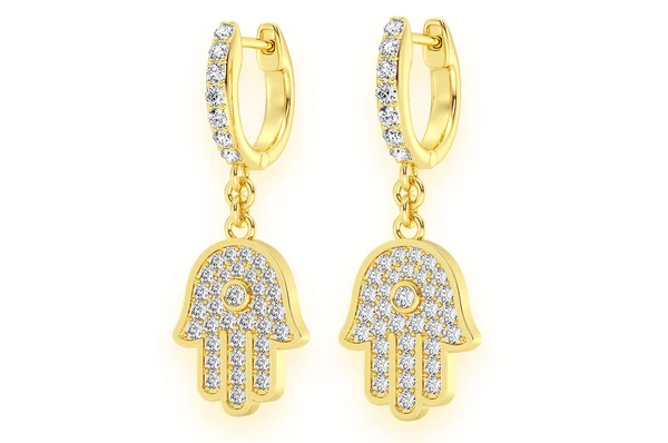 dangling hamsa huggie earrings 14k gold color yellow 2