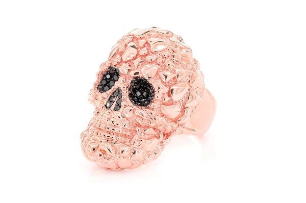 nugget skull signet ring 14k gold color rose 2