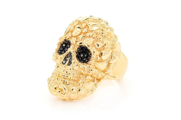 nugget skull signet ring 14k gold color yellow 2